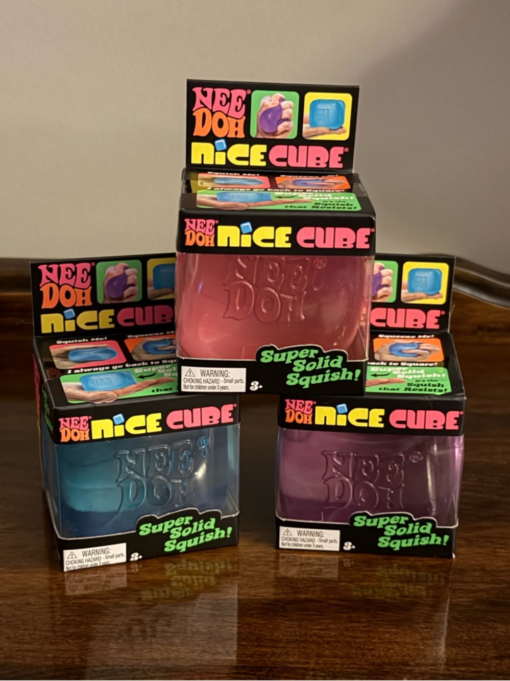 NeeDoh Nice Cube set of 3 (pink, purple & blue) -Schylling brand -ships ASAP